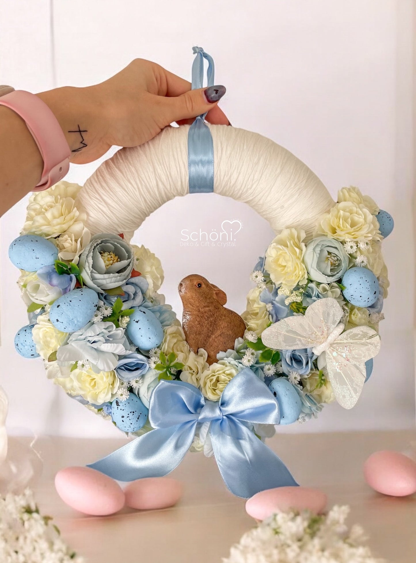 Ostern Türkranz mit Hase deko