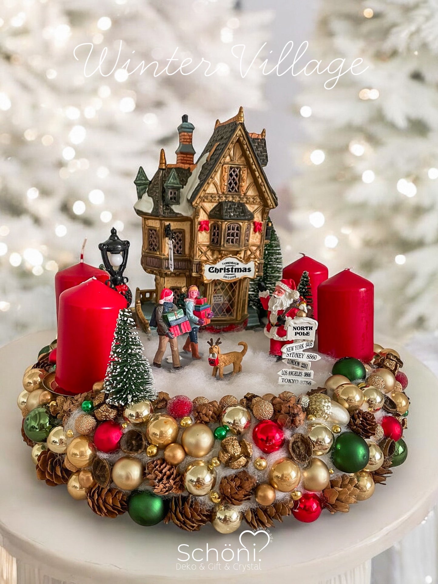 Adventskranz mit Winterdorf/Village (NUR PERSÖNLICHE ABHOLUNG,KEINE PAKETVERSAND)