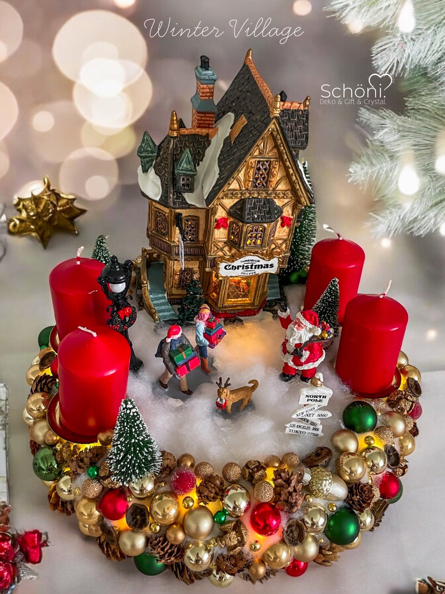 Adventskranz mit Winterdorf/Village (NUR PERSÖNLICHE ABHOLUNG,KEINE PAKETVERSAND)